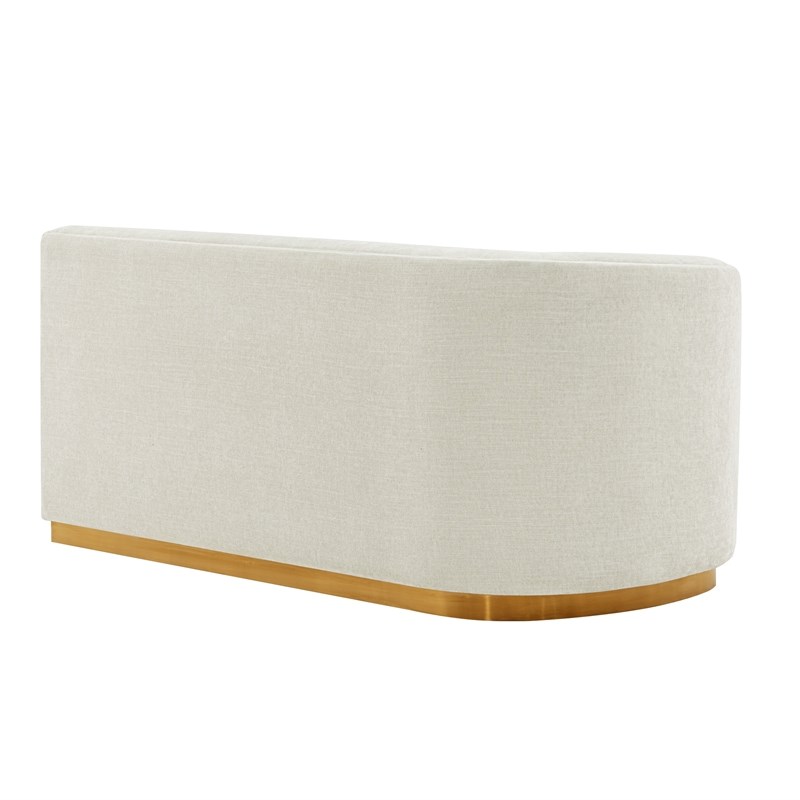 Daria Chenille Sofa Sectional with Solid Wood Frame and Pillows in Ivory
