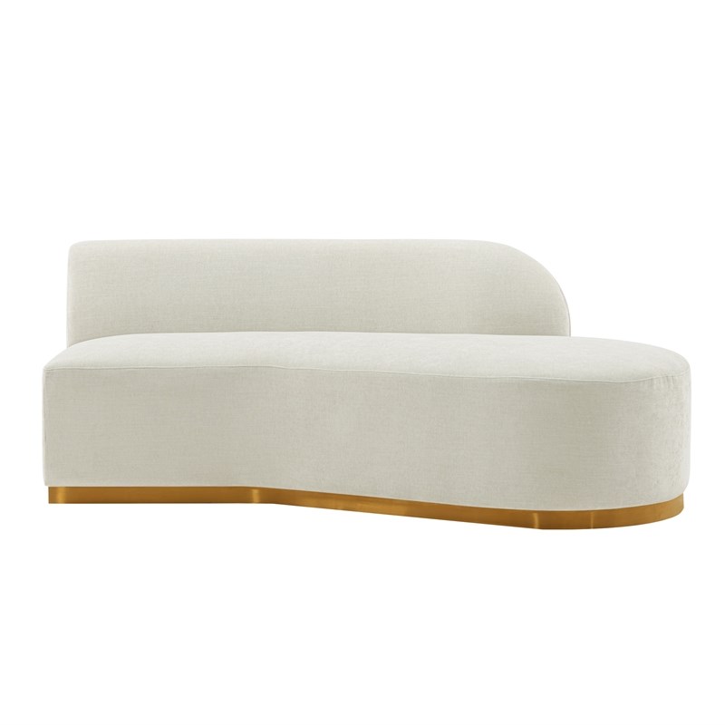 Daria Chenille Sofa Sectional with Solid Wood Frame and Pillows in Ivory