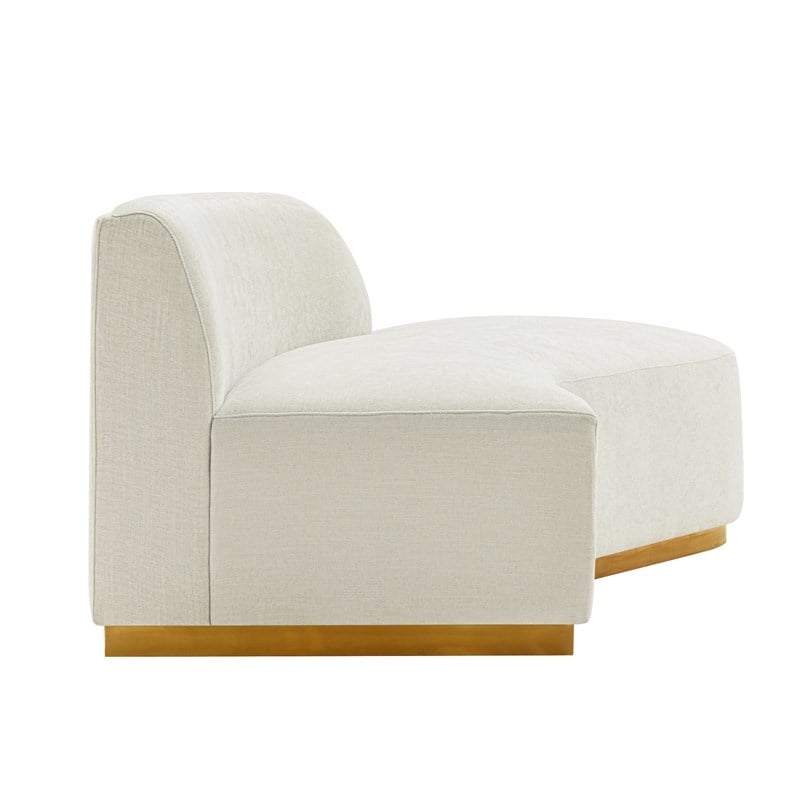 Daria Chenille Sofa Sectional with Solid Wood Frame and Pillows in Ivory