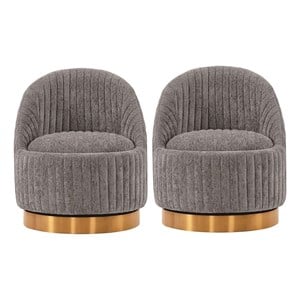 Manhattan Comfort Leela Solid Wood Frame Swivel Accent Chair in Gray (Set of 2)