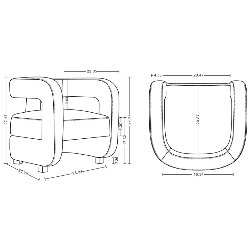 Manhattan Comfort Amirah Solid Wood Frame Accent Chair in Black