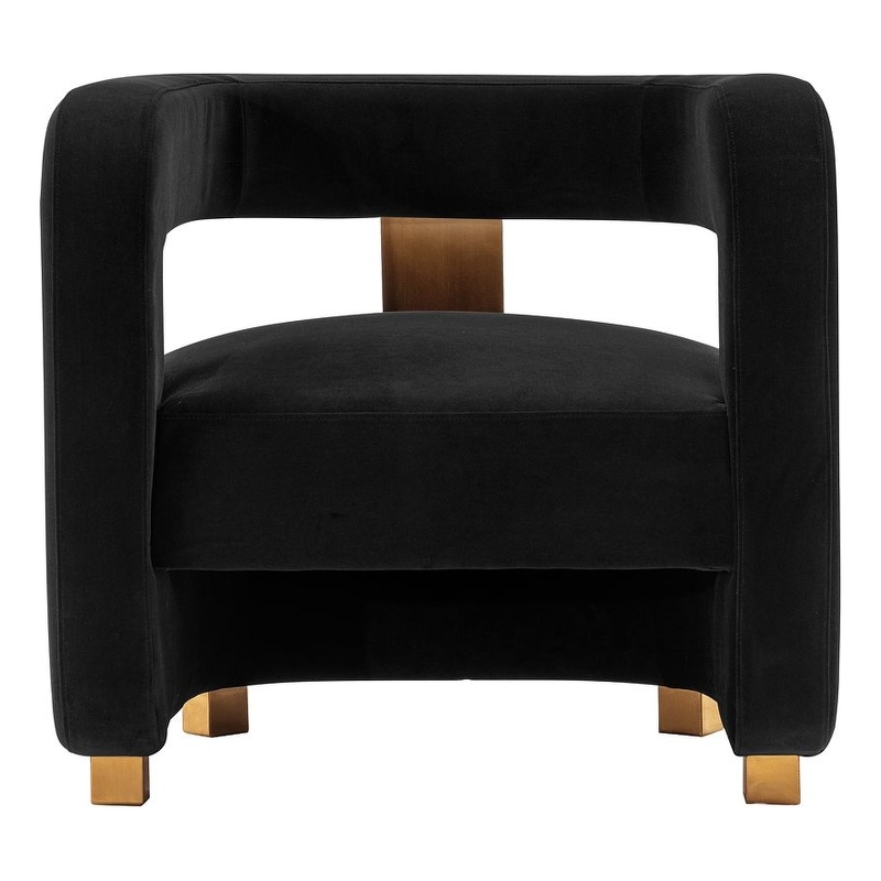 Manhattan Comfort Amirah Solid Wood Frame Accent Chair in Black