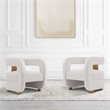 Manhattan Comfort Amirah Solid Wood Frame Accent Chair in White (Set of 2)