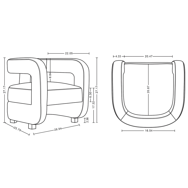 Manhattan Comfort Amirah Solid Wood Frame Accent Chair in White (Set of 2)