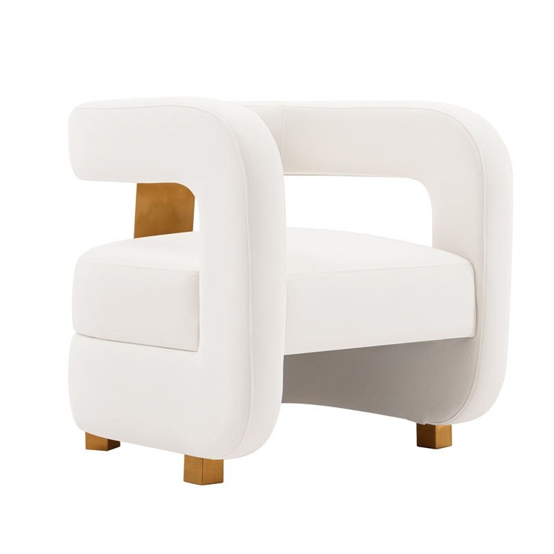 Manhattan Comfort Amirah Solid Wood Frame Accent Chair in White (Set of 2)