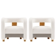 Manhattan Comfort Amirah Solid Wood Frame Accent Chair in White (Set of 2)