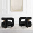 Manhattan Comfort Amirah Solid Wood Frame Accent Chair in Black (Set of 2)