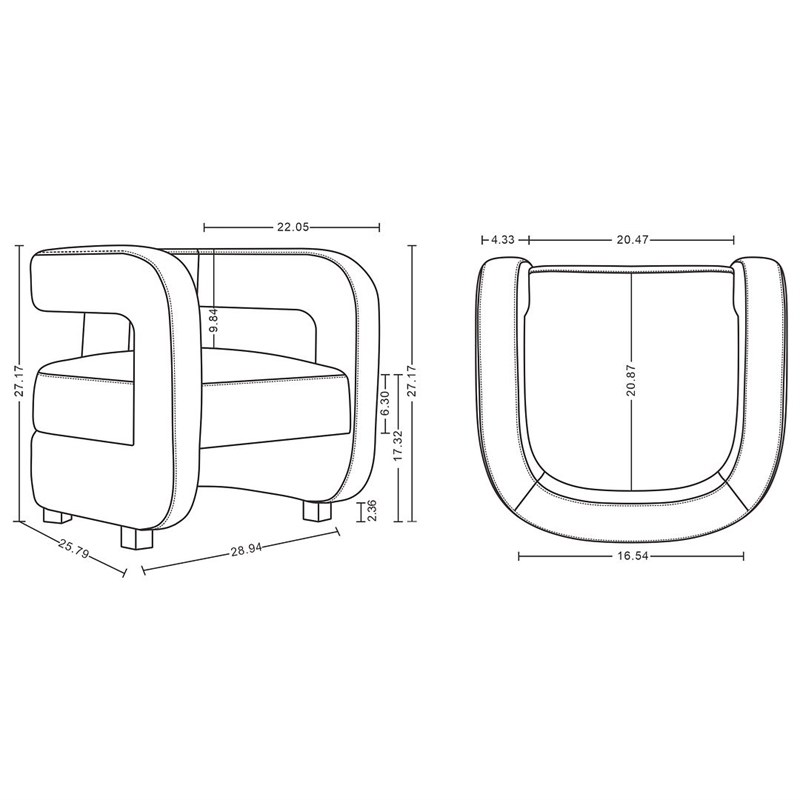 Manhattan Comfort Amirah Solid Wood Frame Accent Chair in Black (Set of 2)