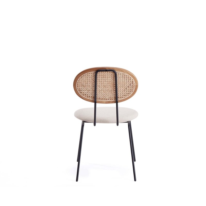 Hathaway Round Solid Wood Dining Table with 4 Jardin Dining Chairs in Oatmeal