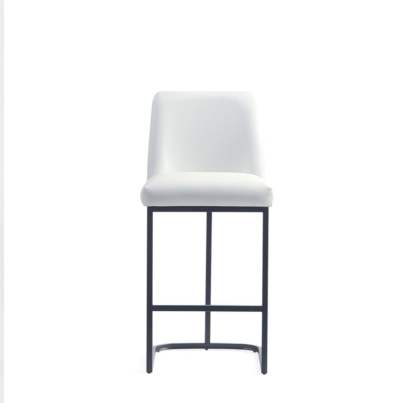 Manhattan Comfort Serena Counter Stool with Metal Base in White