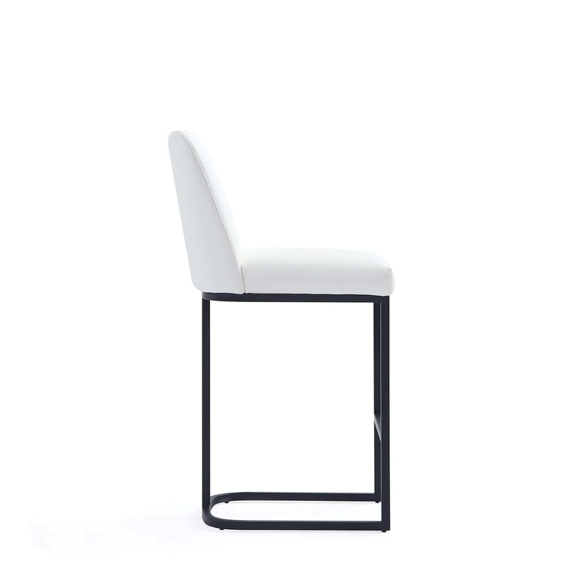 Manhattan Comfort Serena Counter Stool with Metal Base in White
