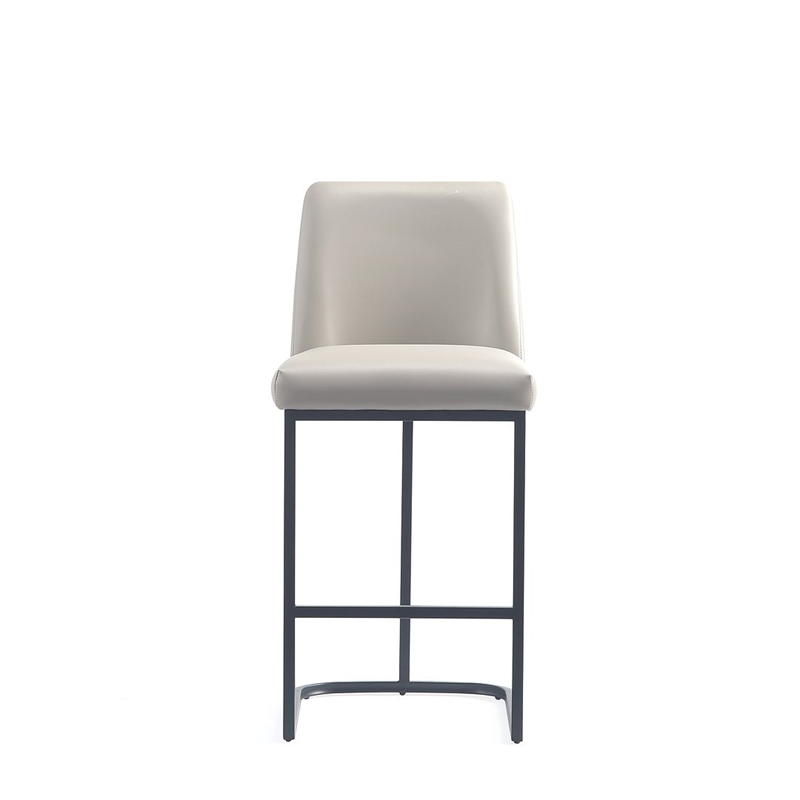 Manhattan Comfort Serena Counter Stool with Metal Base in Light Gray