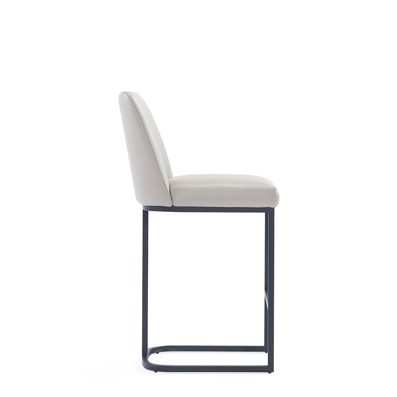Manhattan Comfort Serena Counter Stool with Metal Base in Light Gray
