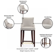 Shubert Counter Stool with Solid Wood Base in Light Gray - Set of 2