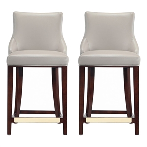 Shubert Counter Stool with Solid Wood Base in Light Gray - Set of 2