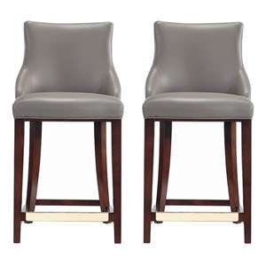 Shubert Counter Stool with Solid Wood Base in Dark Taupe - Set of 2