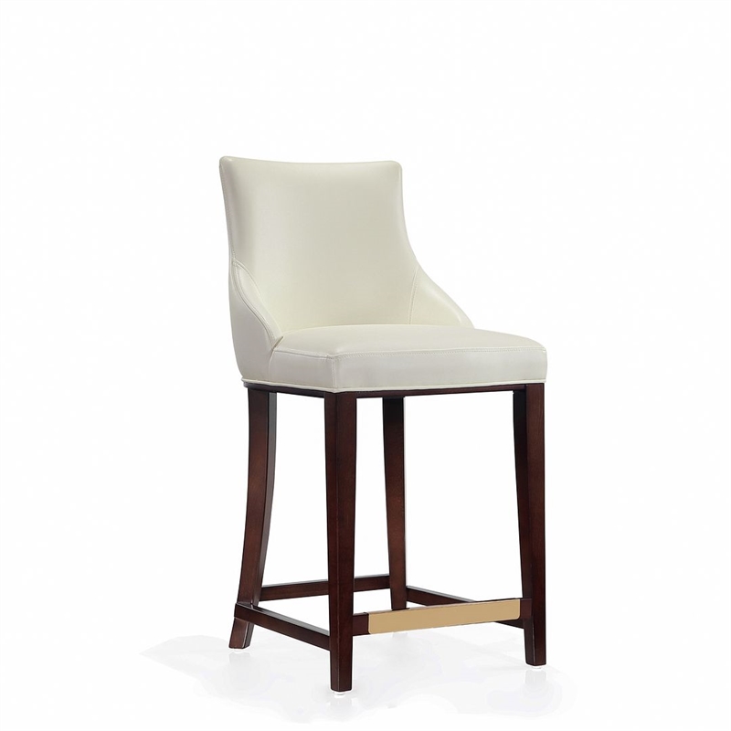 Shubert Counter Stool with Solid Wood Base in Ivory - Set of 2
