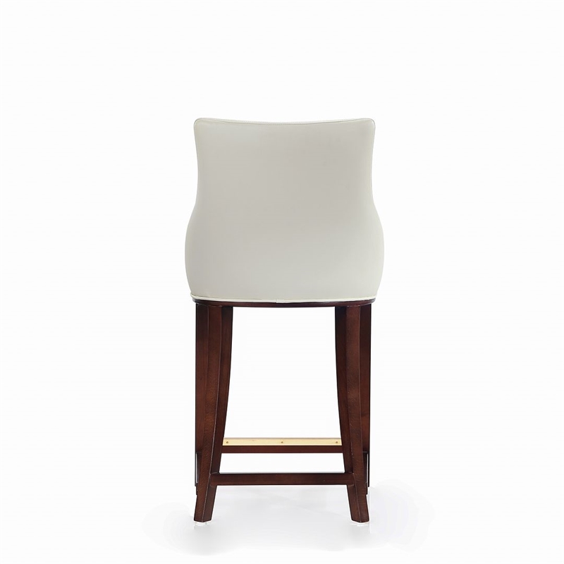 Shubert Counter Stool with Solid Wood Base in Ivory - Set of 2
