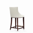 Shubert Counter Stool with Solid Wood Base in Ivory - Set of 2