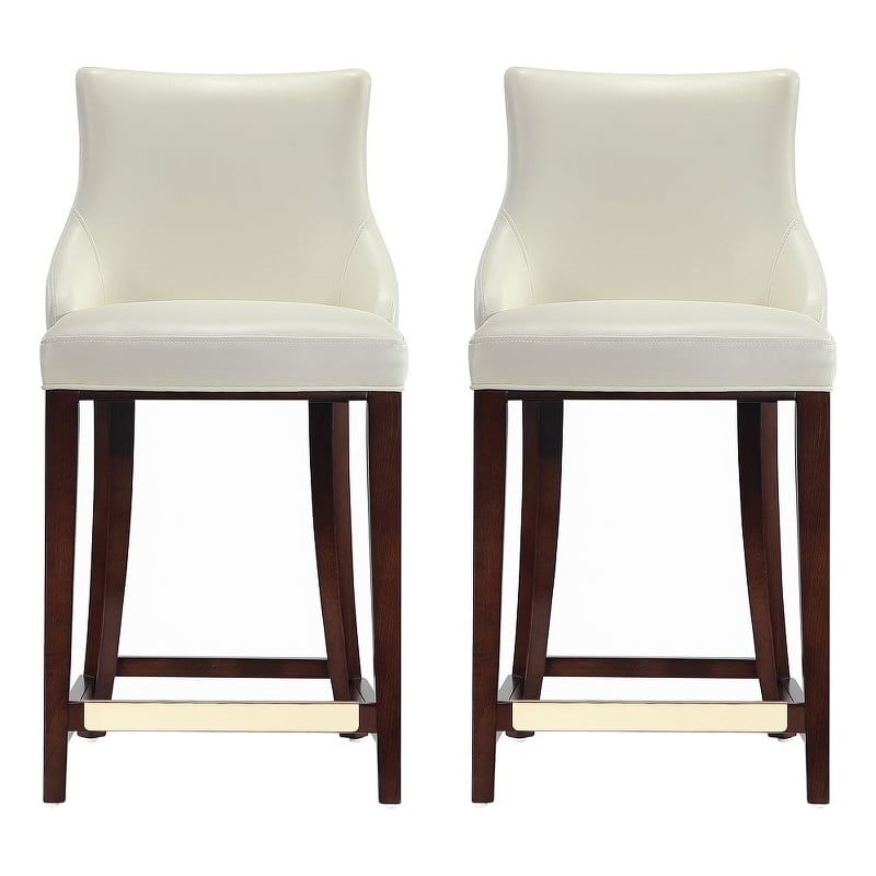 Shubert Counter Stool with Solid Wood Base in Ivory - Set of 2