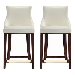 Shubert Counter Stool with Solid Wood Base in Ivory - Set of 2