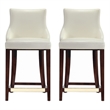 Shubert Counter Stool with Solid Wood Base in Ivory - Set of 2