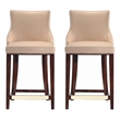 Shubert Counter Stool with Solid Wood Base in Tan - Set of 2