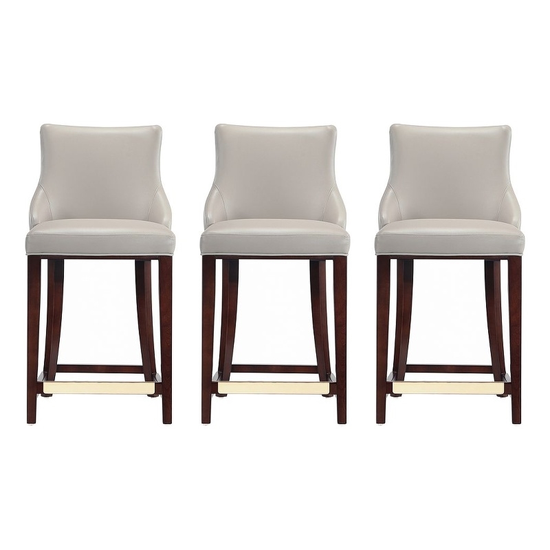 Shubert Counter Stool with Solid Wood Base in Light Gray - Set of 3