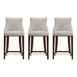 Shubert Counter Stool with Solid Wood Base in Light Gray - Set of 3
