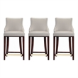 Shubert Counter Stool with Solid Wood Base in Light Gray - Set of 3