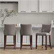 Shubert Counter Stool with Solid Wood Base in Dark Taupe - Set of 3