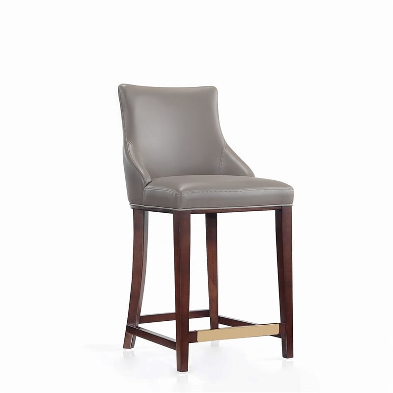 Shubert Counter Stool with Solid Wood Base in Dark Taupe - Set of 3