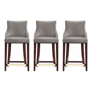 Shubert Counter Stool with Solid Wood Base in Dark Taupe - Set of 3