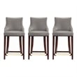 Shubert Counter Stool with Solid Wood Base in Dark Taupe - Set of 3