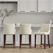 Shubert Counter Stool with Solid Wood Base in Ivory - Set of 3