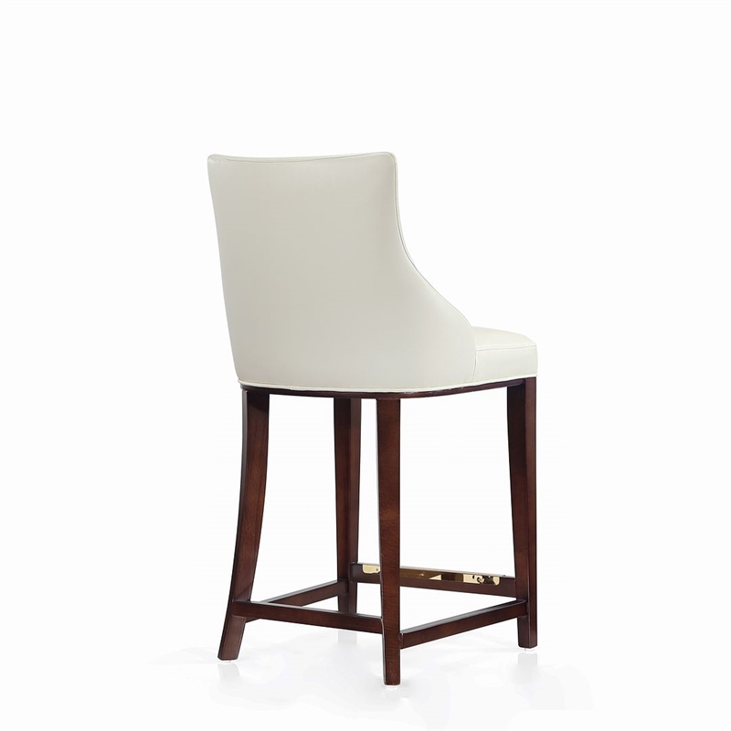 Shubert Counter Stool with Solid Wood Base in Ivory - Set of 3