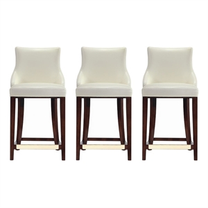 Shubert Counter Stool with Solid Wood Base in Ivory - Set of 3