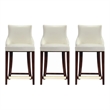 Shubert Counter Stool with Solid Wood Base in Ivory - Set of 3