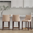 Shubert Counter Stool with Solid Wood Base in Tan - Set of 3