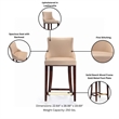 Shubert Counter Stool with Solid Wood Base in Tan - Set of 3