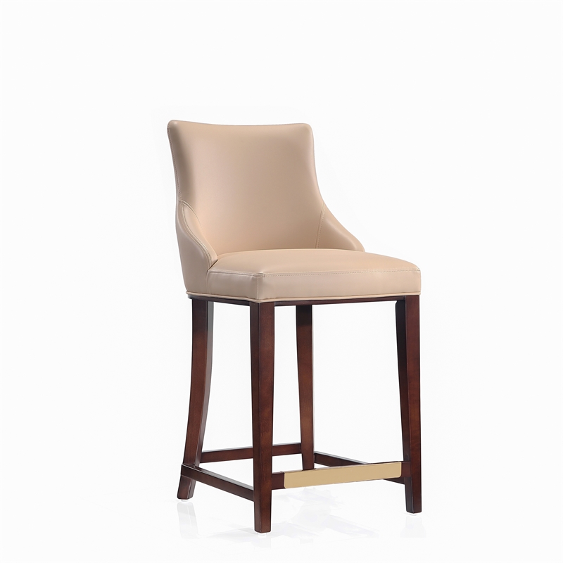Shubert Counter Stool with Solid Wood Base in Tan - Set of 3