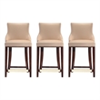 Shubert Counter Stool with Solid Wood Base in Tan - Set of 3