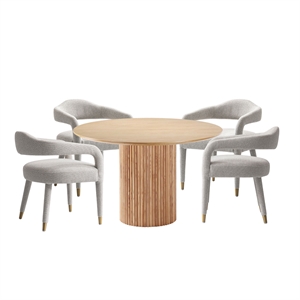 5-Piece Hathaway 47.24 Round Dining Set with 4 Aspen Dining Chairs in Silver