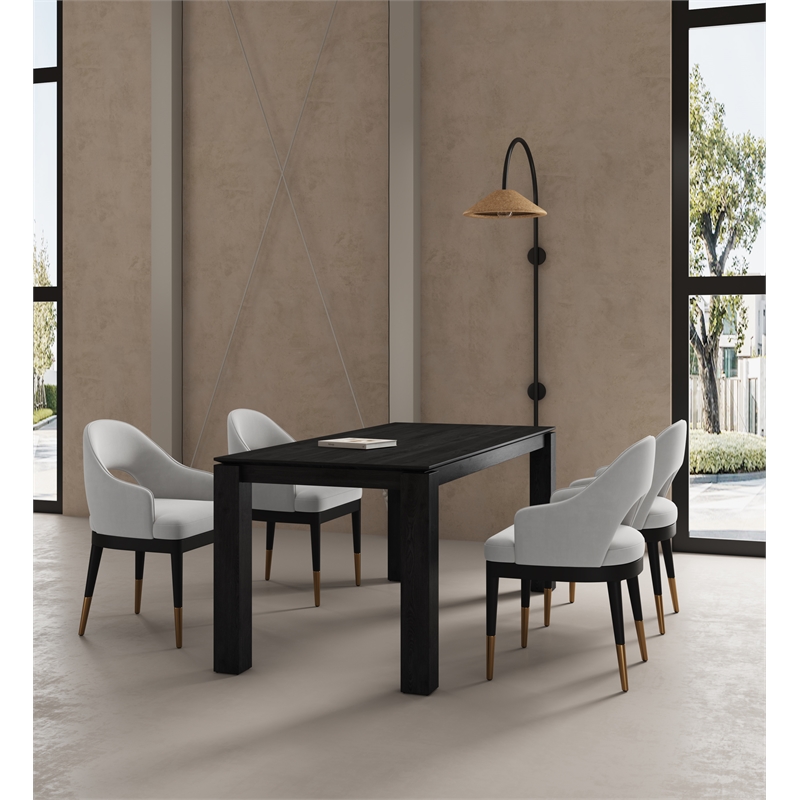 5-Piece Rockaway Solid Wood Dining Table with 4 Carrington Chairs in Light Gray