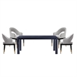 5-Piece Rockaway Solid Wood Dining Table with 4 Carrington Chairs in Light Gray