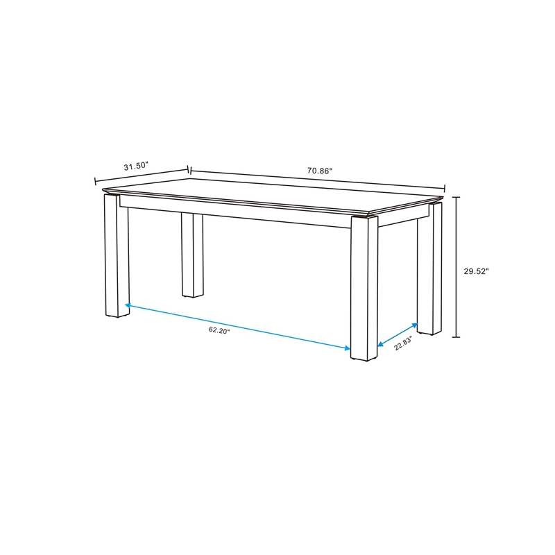 7-Piece Rockaway 70.86 Solid Wood Dining Table with 6 Carrington Chairs in Gray