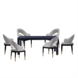 7-Piece Rockaway 70.86 Solid Wood Dining Table with 6 Carrington Chairs in Gray
