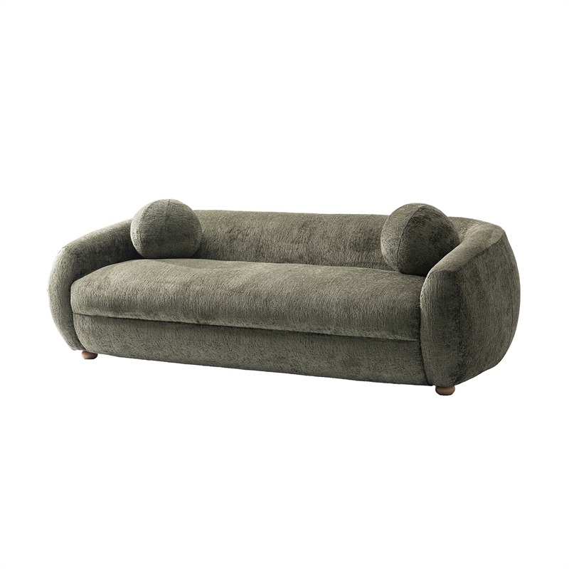 Tribeca Sofa and Accent Chairs with Solid Wood Frame in Olive Green - Set of 3