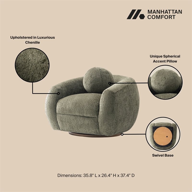Tribeca Sofa and Accent Chairs with Solid Wood Frame in Olive Green - Set of 3
