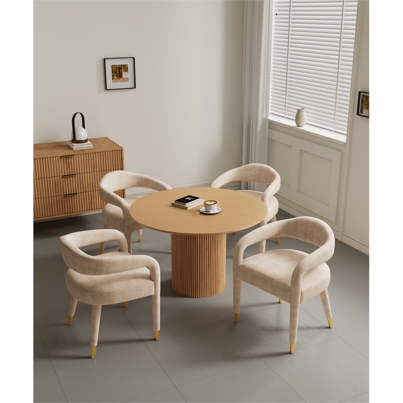 5-Piece Hathaway 47.24 Round Dining Set in Natural with 4 Aspen Dining Chairs